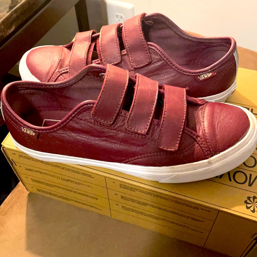Burgundy van sneakers. Worn only 3 times. Size 8.5
